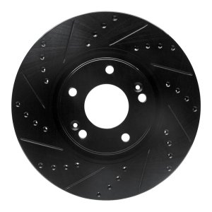 Hyundai Azera Brake Rotor (1) - Front Left - R1 Concepts - Drilled & Slotted - Black - `04-`11